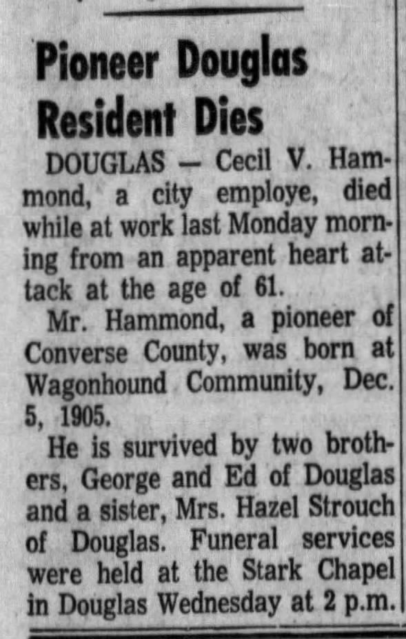 1965 Obit Cecil Hammond